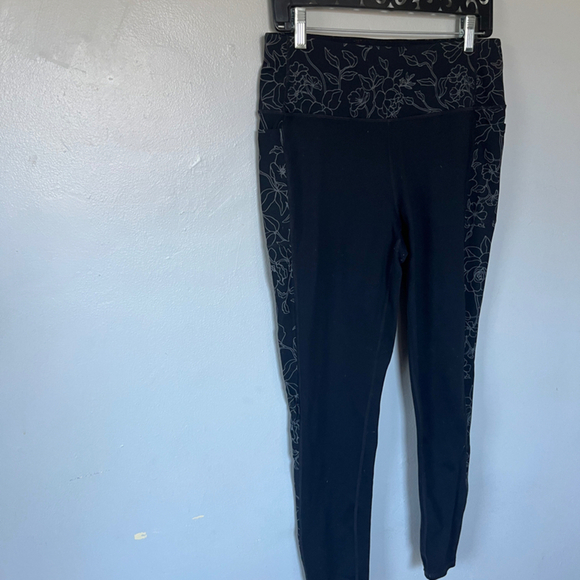 Skechers Black Floral Print Leggings – Women’s Size Large – High-Waisted - Picture 4 of 8